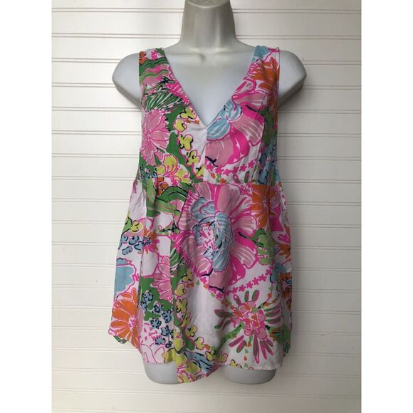 Lilly Pulitzer For Target Bright Floral Nosey Posey Swing/Baby Doll Top M - Picture 1 of 9